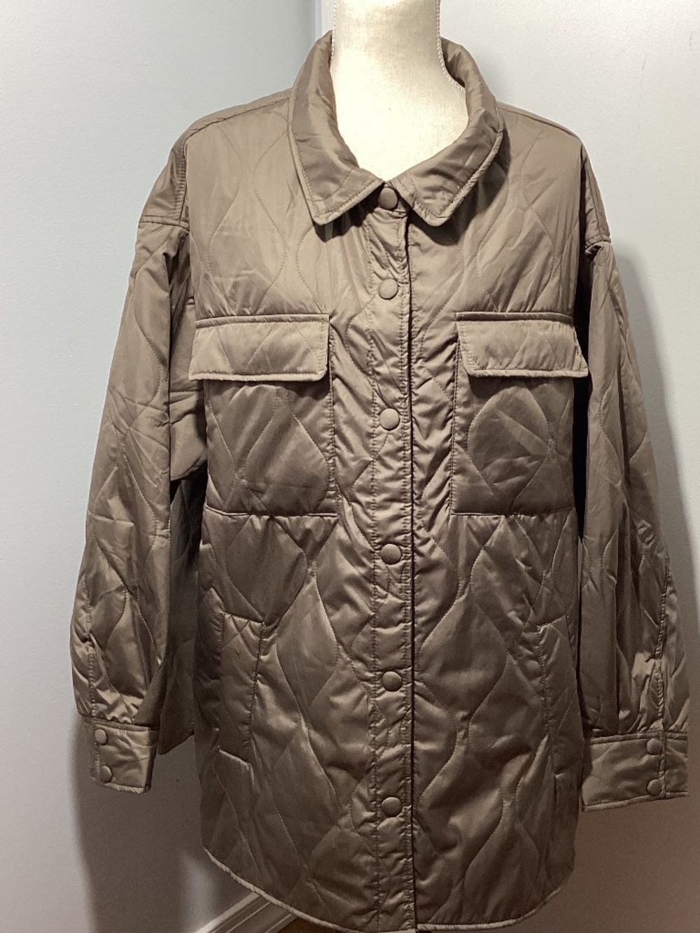 NWT 1 SUNSET LANE 3X BEIGE MOCHA  QUILTED SHACKED RELAXED FIT